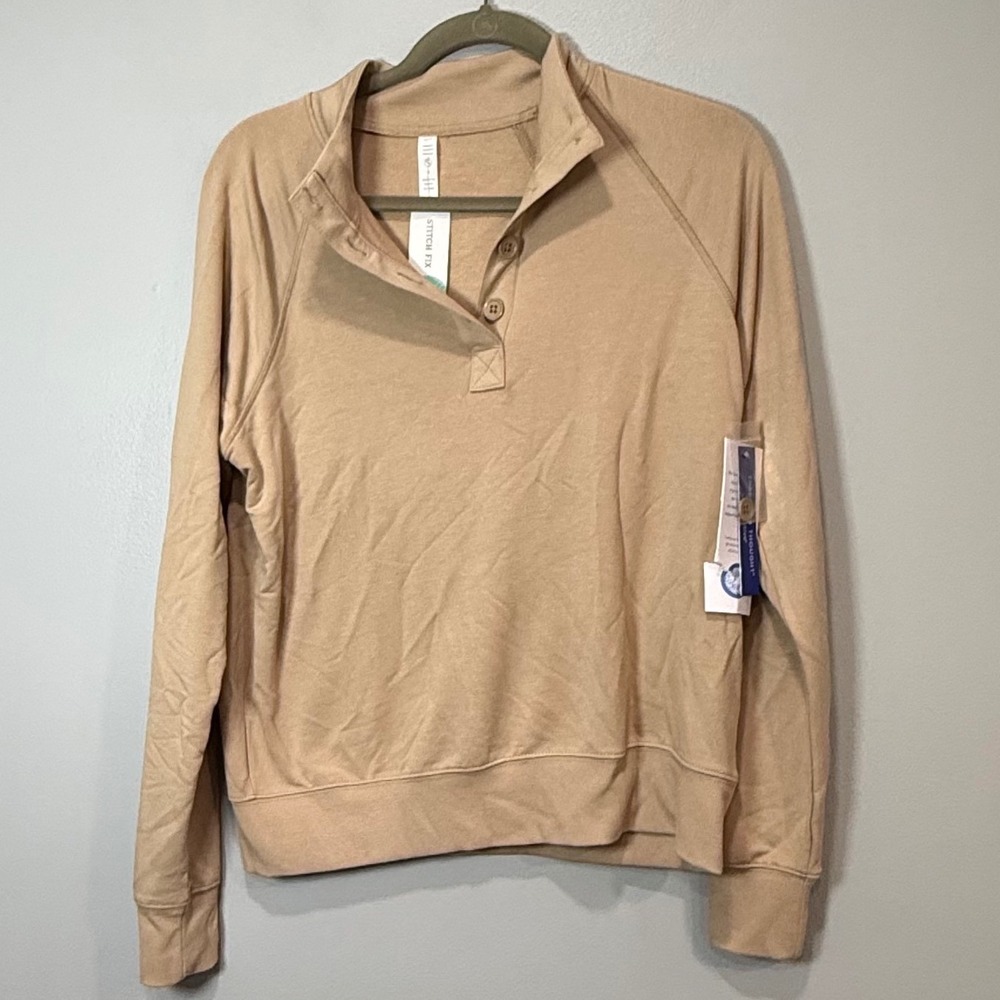 Threads 4 Thought Candace Modal Terry Raglan Pullover Tan Small NWT